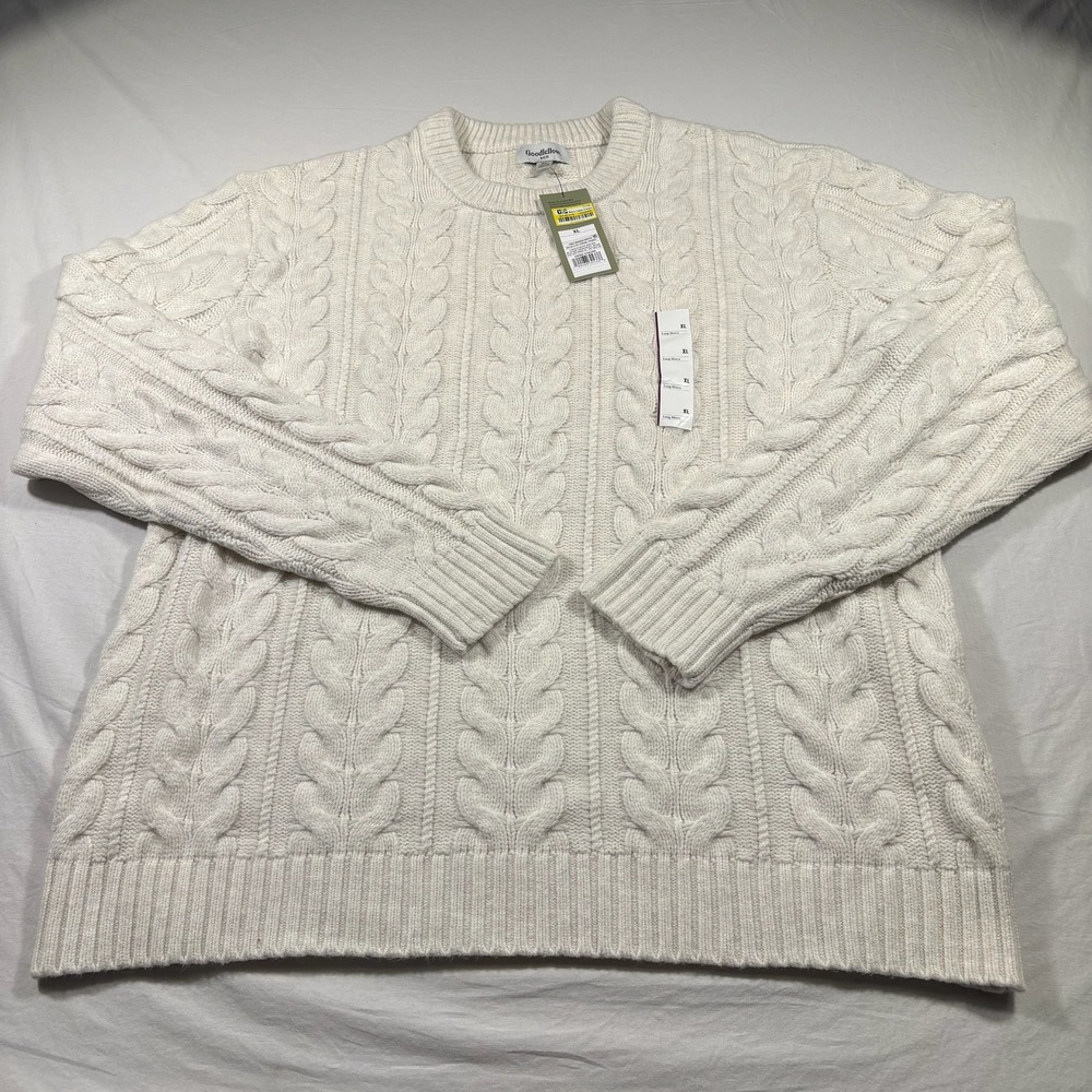 Goodfellow & Co Cable Crewneck Sweater Mens XL Cream
